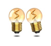 TobeBright 1W E27 Vintage Golf Ball Bulb, G40 E27 LED Screw Bulb Warm White 2200K Amber, 10W Equivalent, SES Low Watt Light Bulbs for Night Light, Home Ceiling Chandelier, Non-Dimmable, 2 Pack