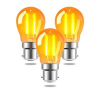 TobeBright 2.5W B22 LED Bayonet Vintage Light Bulb Fitting,G45 Golf Ball Bulb Large Bayonet,BC Low Watt Orange Decorative Filament Light Bulb,Amber Warm White 2200K,20W Equivalent,Non Dimmable,3-Pack