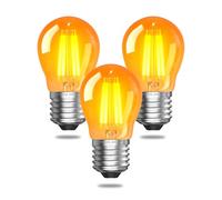 Tobebright 2.5W E27 LED Screw in Light Bulb Warm White,G45 Golf Ball Edison Large Screw Vintage Light Bulb 2200K for Lamps,Low Energy Bulb,Amber Glass,Equivalent 20-25W,Non-Dimmable,3-Pack