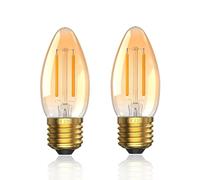 TobeBright 2.5W E27 LED Vintage Light Candle Bulb - E27 Edison Large Screw Light Bulb Warm White 2700K,Filament C35 LED Candle Dim Low Watt Light Bulb,Amber Glass,Equivalent 20W,Non-Dimmable,2-Pack