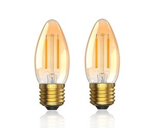 TobeBright 2.5W E27 LED Vintage Light Candle Bulb - E27 Edison Large Screw Light Bulb Warm White 2700K,Filament C35 LED Candle Dim Low Watt Light Bulb,Amber Glass,Equivalent 20W,Non-Dimmable,2-Pack