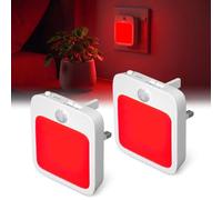 TobeBright 2 Pack 625nm Red Night Light Plug in Wall, LED Night Light with Motion Sensor, Dimmable & Auto On/Off- 0.5W Red Nightlight for Kids' Room, Bedroom, Hallway