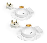 TobeBright 2 Pcs E27 Lamp Base with UK Plug and Switch, 1.8m Cable Screw E27 Bulb Holder, 100W Maximum, E 27 Table Lamp Replacement Base for Home Lighting Decor, AC 220-240V, No Bulb (White)