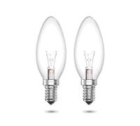 TobeBright 2 x E14 62W Small Screw Candle Bulbs, Dimmable SES E14 Classic Clear Candle Bulb AC 230V C35 Screw in Chandelier Bulb Warm White 2700K for Ceiling Light, Pendants, Touch Lamp