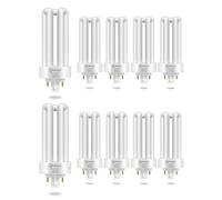 TobeBright 26W 4 Pin Compact Fluorescent Lamp Gx24Q-3 Base, Soft Warm White 2700K 4 Pin Energy Saving CFL Light Bulbs, 3U Shape, AC 220-240V for Office Living Room Kitchen Hallway, 10-Pack