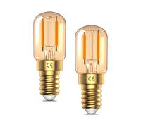 TobeBright 2W Dimmable E14 LED Small Screw Filament Bulbs, Ultra Warm 2200K Night Light T22 SES, Vintage Amber Glass, AC220-240V, 2 Pack