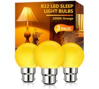 TobeBright 5W B22 LED Bayonet Night Light Bulb, 2000K Amber Light G45 Golf Ball Large Bayonet Bulb, 223 LM, 30-50W Equivalent, Non-Dimmable, Blue Light Blocking Bulb for Baby Nursery & Sleep, 3-Pack