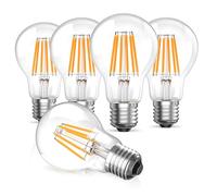 TobeBright 8W E27 Edison Screw LED Bulb, Warm White 2700K A60 GLS Dimmable LED Filament Bulbs, Vintage Edision Light Bulb 60W 80W Equivalent(5-Pack)