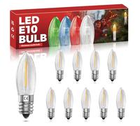 TobeBright AC 10-55V E10 0.2W Candle Arch Bridge LED Bulbs Dimmable Warm White 2200K, Christmas Filament Lights Fairy Light Bulbs Tapered Top Replacement Bulb 34V, 10-Pack