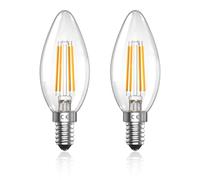TobeBright E14 LED Candle Bulbs 4W, Clear Small Screw Candle Light Bulb Dimmable SES E14 C35 LED Bulb Warm White 2700K, 40W Equivalent, Pack of 2