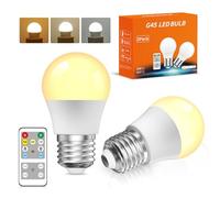 TobeBright E27 LED Bulb with Remote Control, 5W Dimmable G45 Golf Ball Bulbs 3 Colour Temperatures with Timer Function, for Bedroom, Night Light, 2-Pack