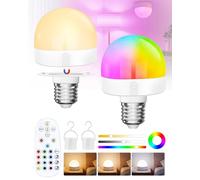 TobeBright E27 Rechargeable Light Bulb with Remote Control, Magnetic E27 Battery Light Bulb,12 RGB Color Changing & 3 Color Temperature,2000mah,Dimmable Bulb with Timer Function for Table Lamps