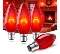 TobeBright Fireglow Bulb 26W B22 C35 Candle Red Light Bulb Bayonet Dimmable Red Bulbs BC AC220-240V for Electric Fire, Sleep, Christmas Halloween's Decoration-4 Pack