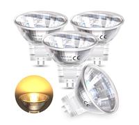 TobeBright GU4 MR11 Halogen Bulbs Dimmable 5W AC/DC 12V, Dimmable Warm White 3000K GU4.0 Bi-pin Base 35mm Diameter Low Voltage Spotlight Bulbs for Christmas Festival Decorations (4-Pack)