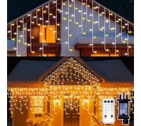 TobeBright Icicle Lights Outdoor - 33ft Christmas Lights with 400LED 80 Drops 8 Modes, Warm White & Cool White,Plug in String Fairy Outside Light with Timer/Remote Control for Decoration