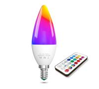 TobeBright LED E14 RGB Colour Changing Light Bulb, 3W E14 Multi Colour SES Small Edison Screw Bulb with Remote Control, Cool White 6000K + RGBW, 40W Equivalent, Memory & Timing Function, Dimmable