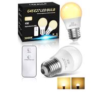 TobeBright LED E27 Remote Control Light Bulb 4W 350LM - Night Light Bulb Mode 0.4W 35LM, Golf Ball G45 E27 Screw Bulb Warm White 3000K