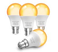 TobeBright Light Bulbs Bayonet 2000K Amber Warm Light, 9W B22 LED Bulb 60W Equivalent, BC Bayonet Light Bulb Blue Light Blocking, A60 Night Light Bulb for Bedroom,Sleep,Baby Nursery Light-4Pack