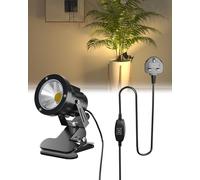 TobeBright Plug in Spot Light Clip On with On/Off Switch IP65 Water Resistant Plant Uplighters Indoor and Outdoor 7W LED Clamp Spotlight Mains Powered, Warm White 3000K, 1.78m Cord