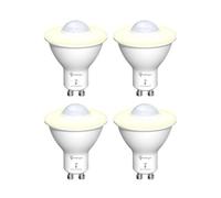 TobeBright Smart Motion Sensor LED Bulbs GU10 5W - Warm White 3000K, Automatic LED Security Lighting for Stairs, Garage, Corridor, Walkway, Yard, Hallway, Patio (4 Pack)