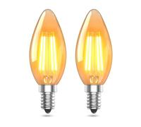 TobeBright Vintage E14 LED Light Bulbs Warm White 2200K 4W (40W Equivalent) SES C35 Candle LED Filament Bulb E14 Small Edison Screw Light Amber Glass Non-Dimmable for Chandeliers, Wall Lamp, 2-Pack