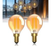 TobeBright Vintage Light Bulbs Small Screw 4W 35W Equivalent E14 LED Light Bulbs Warm White Amber 2200K SES LED Filament Bulb G45 Golf Ball Bulbs Decorative Small Edison Screw Bulb-2Pack