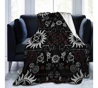 TOBEEY Throw Blanket Lightweight Car Blankets Flannel Fleece All Season Stylish Sofa And Pet Blankets, Supernatural Symbols Black, 60x80 Inches
