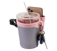 Tobefore 3-in-1 Bike Cup Holder with Phone Case and Key Hook -Water Bottle Holder for Walker/Wheelchair/Stroller/Scooter, Fits 0.87" Round Handlebar & 2.7" Cup Base (Gray Pink)