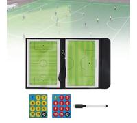 Tobefore Portable Magnetic Soccer Coaching Clipboard - PU Leather Tactical Football Board with Dry Erase Marker & Magnet Buttons, Foldable Playbook for Training and Match Strategy