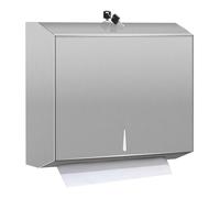 TOBEFORT Stainless Steel Paper Towel Dispenser Wall Mount, Comercial Hand Towel Dispenser with Lock, Trifold/C Fold Paper Towel Holder for Bathroom Kitchen Office, Large Capacity 300 Multi-Fold