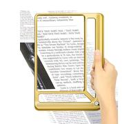 Tobegiga 5X Full Page Magnifying Glass for Reading, Lightweight Rectangular Magnifier with Large Book Page Viewing Area, Handheld Magnifier for Reading Small Prints for Seniors Low Vision, Gloden