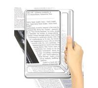 Tobegiga 5X Full Page Magnifying Glass for Reading, Lightweight Rectangular Magnifier with Large Book Page Viewing Area, Handheld Magnifier for Reading Small Prints for Seniors Low Vision, Silver