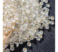 ToBeIT 1000pcs Alphabet Letter Beads Acrylic Alphabet Beads Round 4X7mm Letter Beads Jewelry Findings Charms for DIY Bracelet Necklace Craft Making (bgtransparent-Gold)