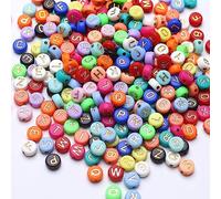 ToBeIT 1000pcs Alphabet Letter Beads Color Alphabet Beads Round Acrylic Letter Beads for DIY Bracelet Necklace Craft Making (bgcolor-gold-5black)
