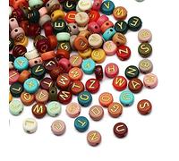ToBeIT 1000pcs Color Gold Letter Beads Acrylic Alphabet Letters Bead 4x7mm Round Letter Beads for Jewelry Making, Bracelets, Necklaces, Key Chains(Gold)