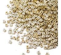 ToBeIT 1000Pcs Gold Acrylic Cube Letter Beads for Jewelry Making, Bracelets, Necklaces