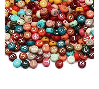 ToBeIT 1000pcs Letter Beads Acrylic Bead Alphabet A-Z Round Beads for DIY Jewelry Making, Bracelets, Necklaces (Silver)