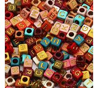 ToBeIT 1000pcs Letter Beads Acrylic Bead Alphabet Letter A-Z Cube Beads for Jewelry Making, Bracelets, Necklaces, Key Chains （Gold Color-C）