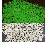 ToBeIT Glow-in-the-Dark Acrylic Letter Beads, 1000 Pieces, Round, Black