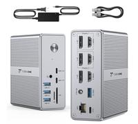 TobenONE DisplayLink Docking Station Triple Monitor with 120W Power Adapter, Triple 4K Display for MacBook Pro/Air, Thunderbolt 4/3, USB-C Windows(3X HDMI, 3X DP, 2xUSB-C, 4xUSB 3.2, SD/TF)