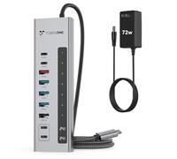 TobenONE Powered USB C Hub, 11-in-1 10Gbps USB C Splitter with 5 USB-A and 5 USB-C, 72W Adapter, 100W PD-IN, 45W USB C Charging Port, USB C Expander for Laptop/PC, MacBook, iPad,Phone(Not for Monitor)