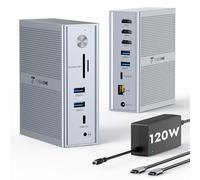 TobenONE USB C Laptop Docking Station 3 Monitors, Triple 4K DisplayLink Dock with 120W Power Adapter, for MacBook M1-M5/Mac mini/Windows, 3X HDMI, 5X USB, Gigabit Ethernet, Driver Required