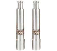 TOBEOME 2PCS Manual Salt and Pepper Grinder Set Stainless Steel Push Button Grinder Thumb Grinder for Black Pepper Sea Salt
