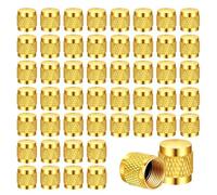 TOBEOME 50 Pcs 1/4Inch Brass Flare Cap, Solid Brass Caps with Neoprene O Ring Seal, 1/4Inch SAE HVAC Valve Caps