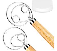 Tobepico Danish Whisk, Bread Mixer, Premium Stainless Steel Whisk with Dough Scraper for Bread, Pastry or Pizza Dough, for Perfect Baking, Pack of 2