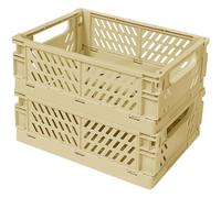 Tobeso-Nuoze Pastel Plastic Storage Baskets 2 Pack, Collapsible Crates for Organizing, Space-Saving Bins for Kitchen, Office, Bedroom (Yellow, Medium: 25 * 15 * 10cm)