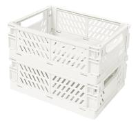Tobeso-Nuoze Pastel Plastic Storage Baskets 2 Pack, Collapsible Crates for Organizing, Space-Saving Bins for Kitchen, Office, Bedroom (White, Medium: 25 * 15 * 10cm)