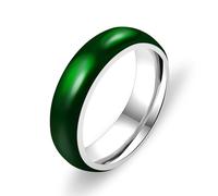 Tobestu 6mm Stainess Steel Green Enamel Imitation Chalcedony Couple Ring Is A Great Gift For Special Holiday Anniversaries YA4405 Silver Size 9