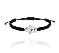 Tobestu A to Z 26 Letters Hand of Fatima Bracelet Custom - Fatima Hamsa Hand Lucky Protection Bracelet Adjustable Braided String, Acrylic, no gemstone