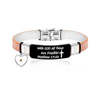 Tobestu Bible Scripture Cuff Wristband Inspirational Christian Bangle Bracelet with Mustard Seed Heart Charms Y2154 (Rose Gold-black)